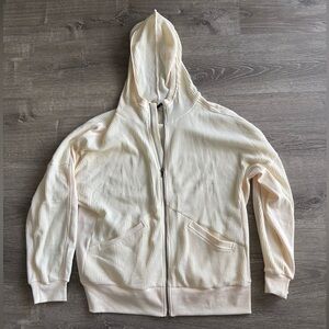 NWT | Waffle Knit Cream Zip Up Jacket